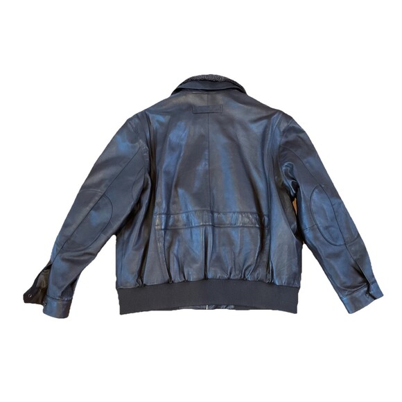 Roundtree & Yorke Lamb Skin Leather Jacket SZ XL Flight Fur Pilot Aviator Brown - Picture 5 of 16